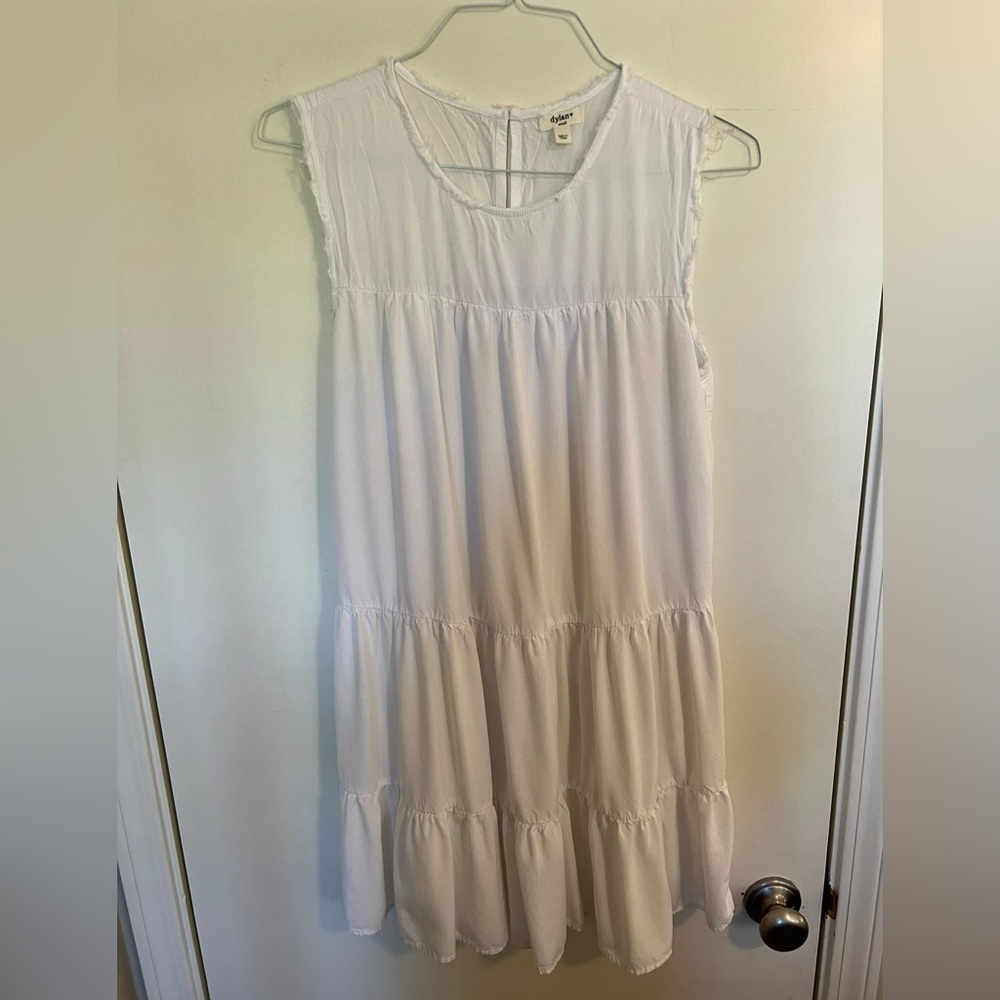 Dylan solid white tiered dress, size S